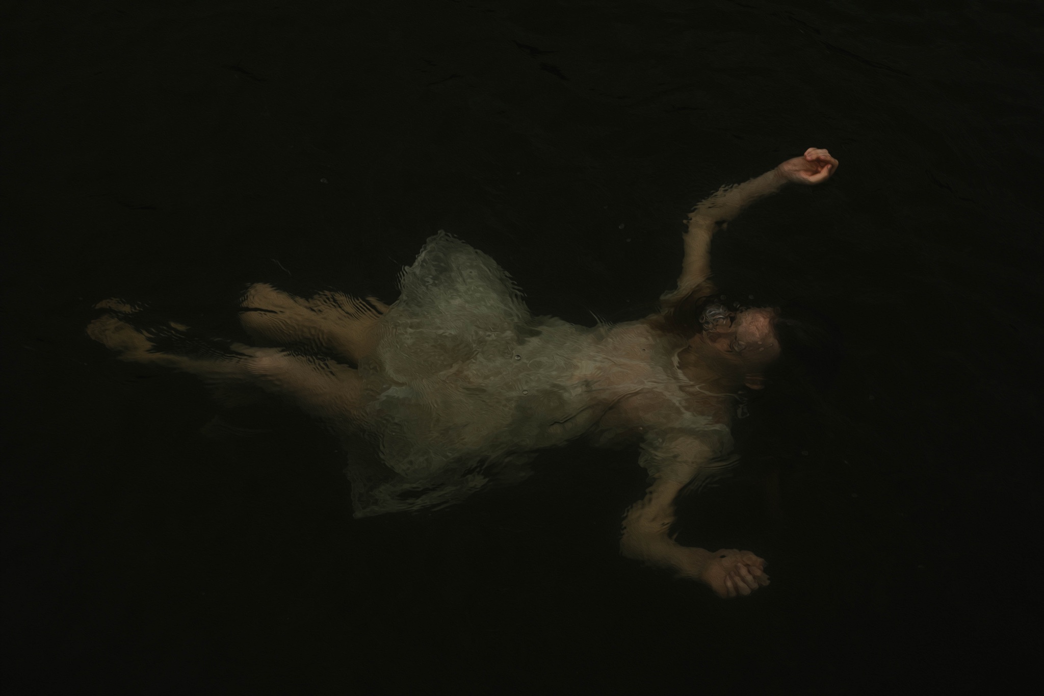 Fine art portrait photography in dark water by Lafayette Louisiana photographer Mallory Stanford